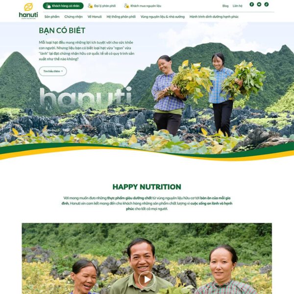 Theme WordPress nguyên liệu sạch - organic giống hanuti